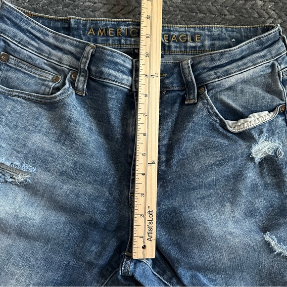 American Eagle Outfitters Blue Slim Jeans Distressed - Picture 10 of 13